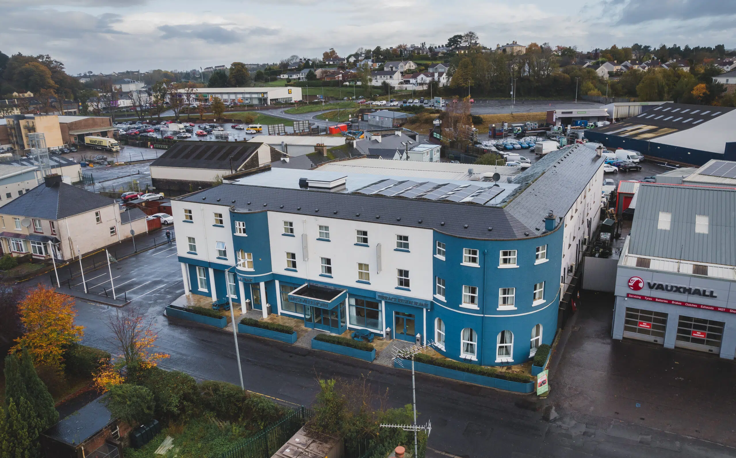 Aerial view of the Westville Hotel's exterior Enniskillen, County Fermanagh