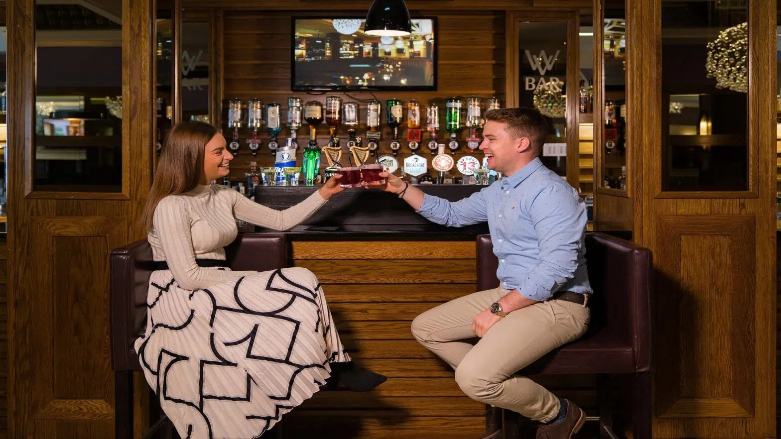 Couple enjoying a cocktail at The WV Bar in the Westville Hotel Enniskillen cocktails