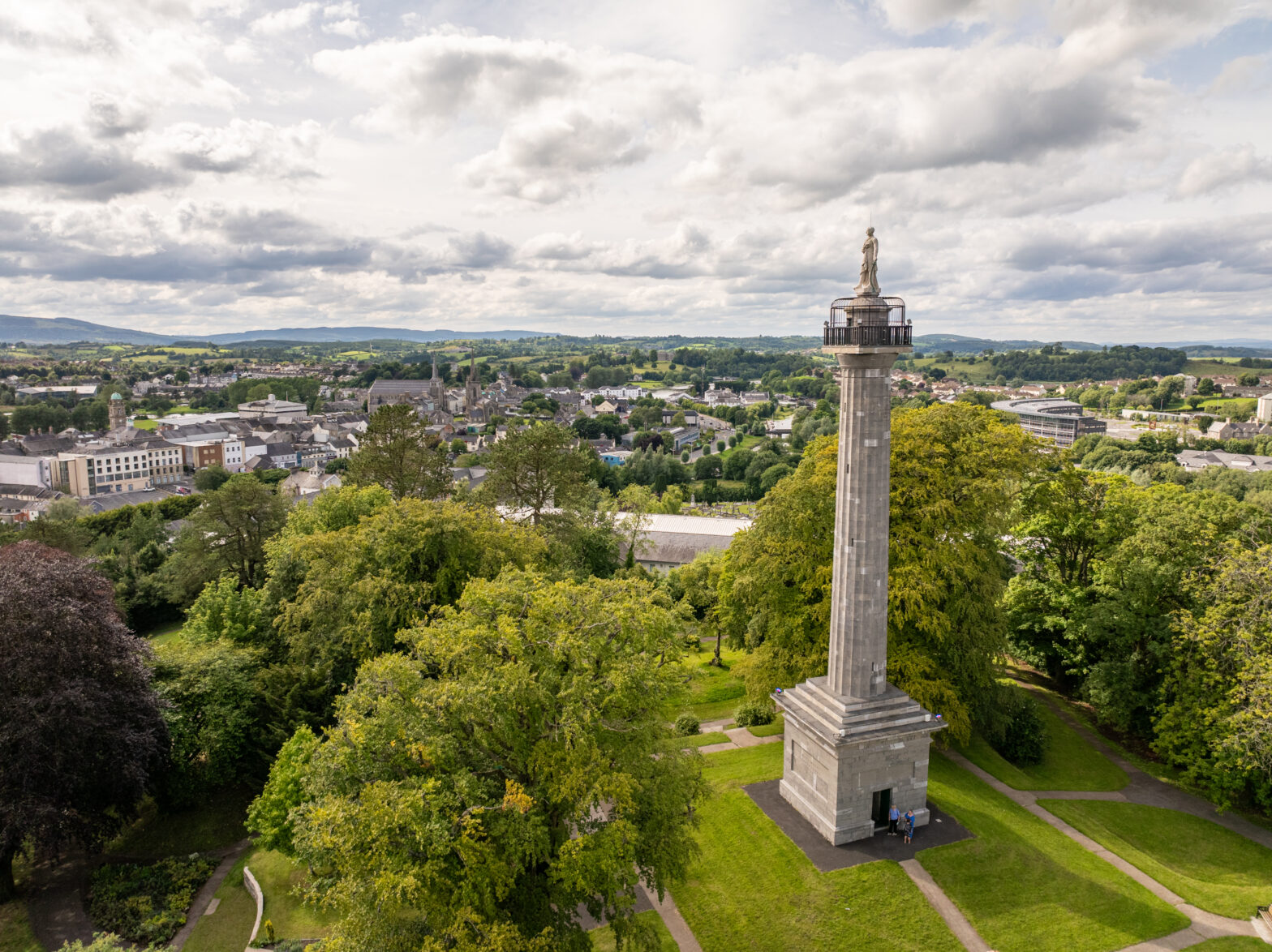 Cole’s Monument overlooking Enniskillen town and surrounding countryside in County Fermanagh Enniskillen Scenic Spots Guide