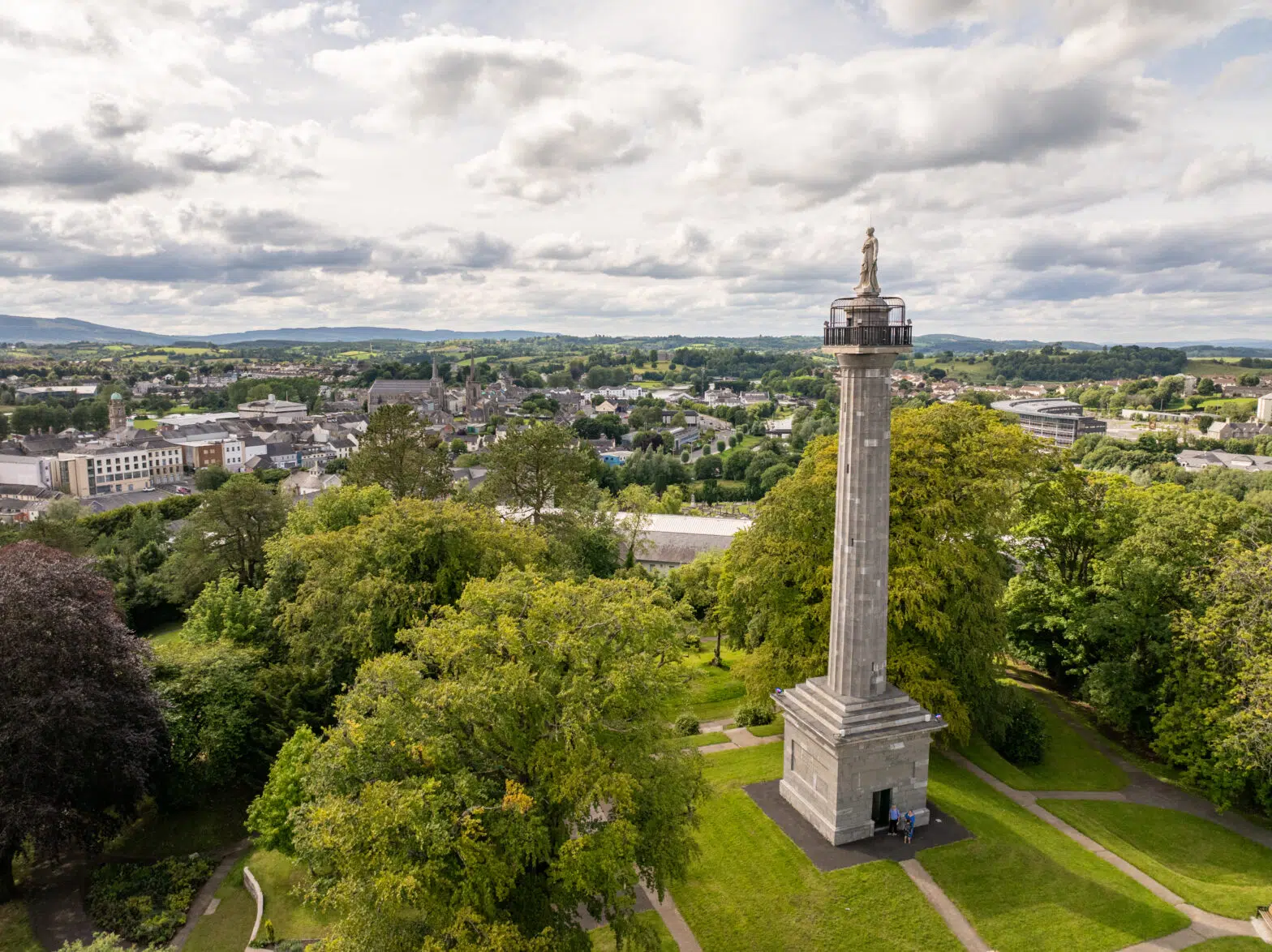 Cole’s Monument overlooking Enniskillen town and surrounding countryside in County Fermanagh Enniskillen Scenic Spots Guide