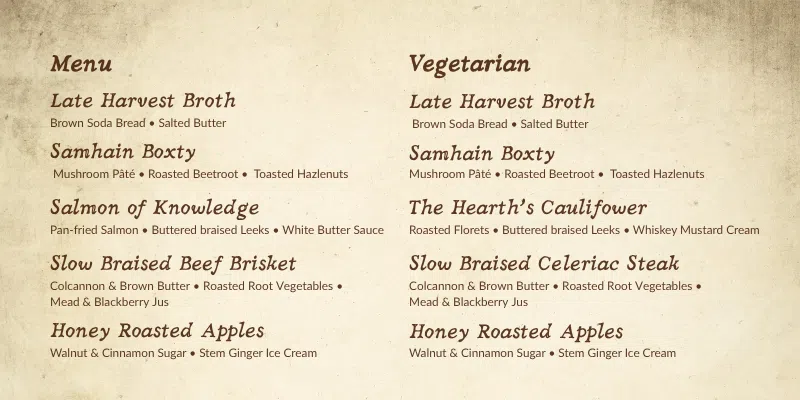 samhain menu