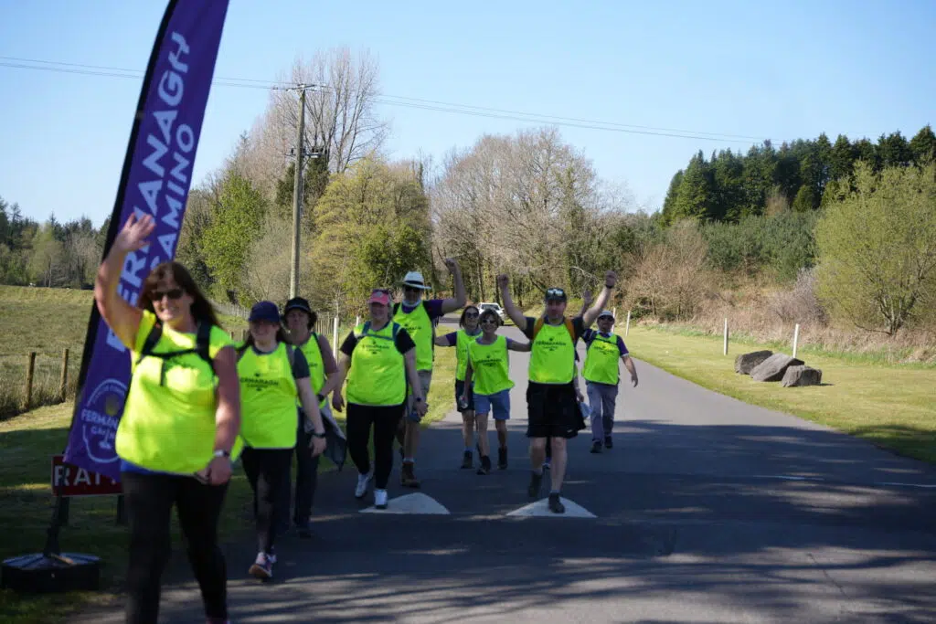 Participants walking together during the Fermanagh Camino at Clearwater Gates in County Fermanagh.