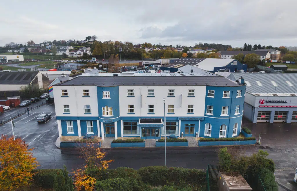 Aerial view of The Westville Hotel in Enniskillen, County Fermanagh.