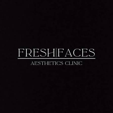 Logo for "Fresh Faces Aesthetics Clinic" with white text on a black background.