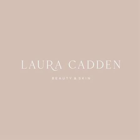 Text on a beige background reads "Laura Cadden" in large letters, with "Beauty & Skin" written below in smaller letters.